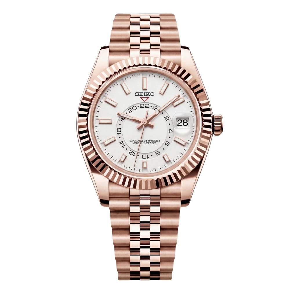 SEIKOJUST SKY-DWELLER WHITE (ROSE GOLD)
