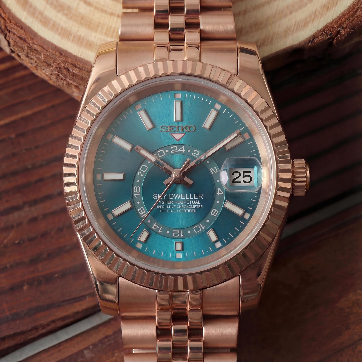 SEIKOJUST SKY-DWELLER ROSE GOLD TURQUOISE