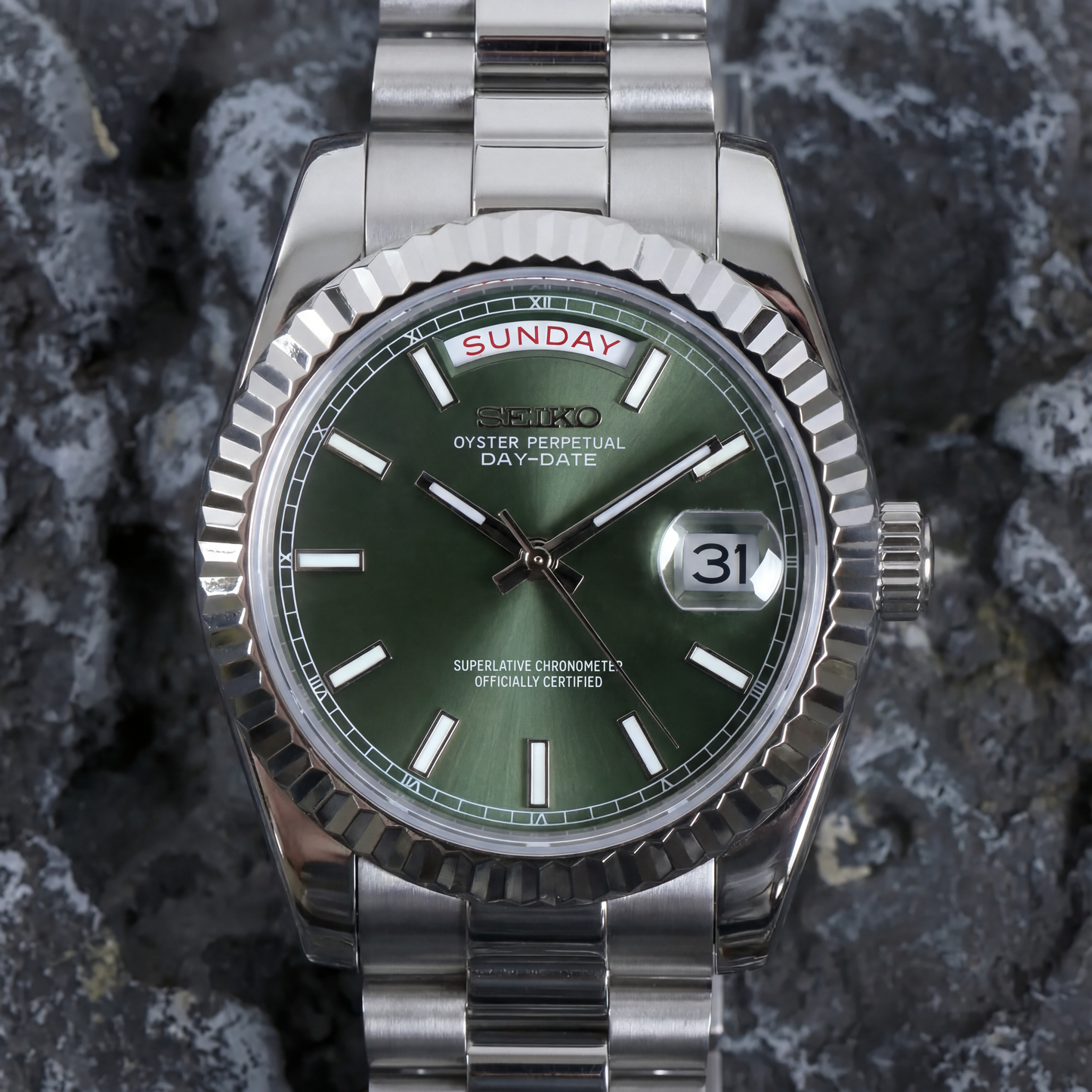 SEIKOJUST DAY-DATE MINT GREEN