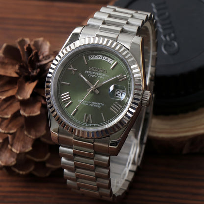 SEIKOJUST DAY-DATE MINT GREEN ROMAN