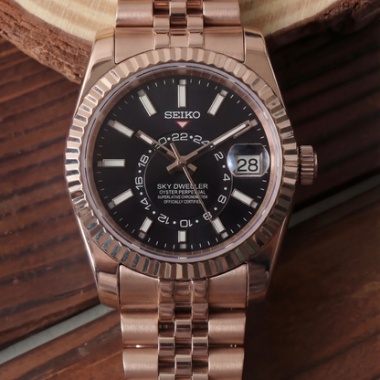 SEIKOJUST SKY-DWELLER BLACK (ROSE GOLD)